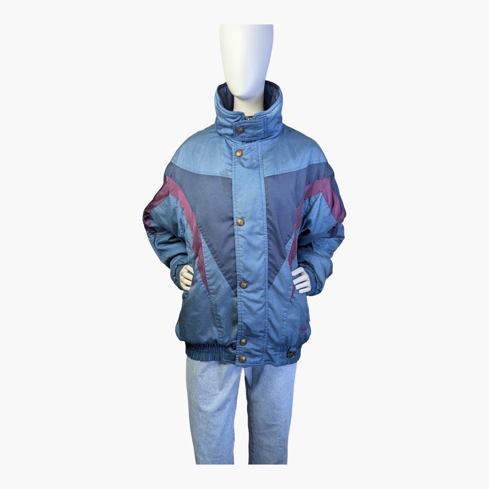 Vintage SnowMass 90s Colorblock Down Ski Jacket | Hooded | Men’s M Women's L/XL
